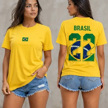 Camiseta Brasil 22 Bandeira Brasileira Masculina Feminina Amarelo M