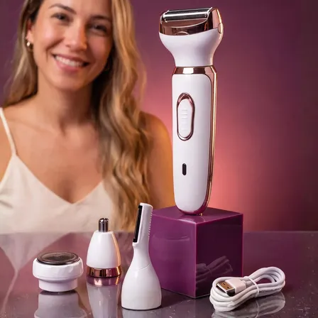 Depilador Eletrico Feminino 4 Em 1 Maquina Aparador Intimo Depilador 4 Em 1 A Bateria | Bivolt