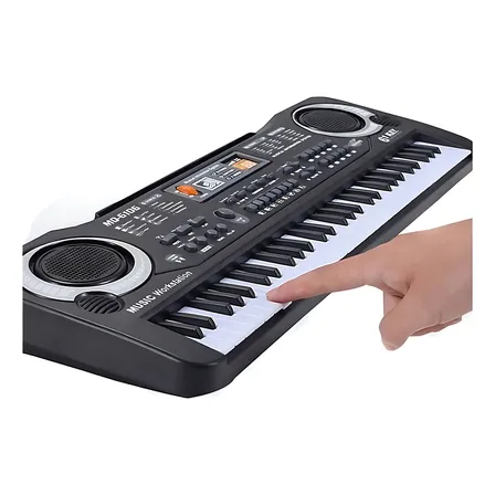 Teclado Musical Infantil Iniciantes Eletrônico 61 Teclas Cor Preto