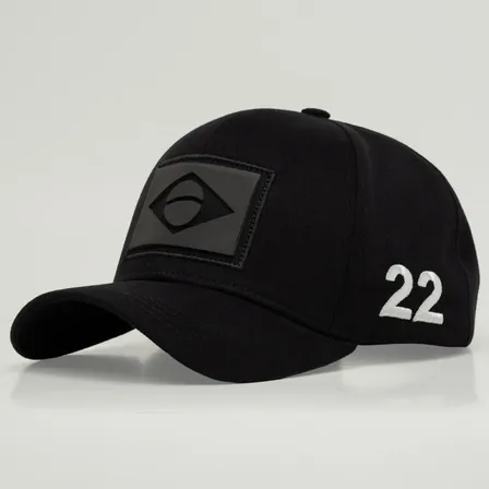 Boné 22 Patriota Brasil Bordado Trucker Aba Curva Bolsonaro Preto Un