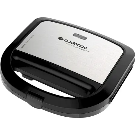 Sanduicheira Elétrica Portátil Chapas Antiaderentes Toast & Grill San615 750w Cadence Saudável Prático Sem Óleo Cor Preto