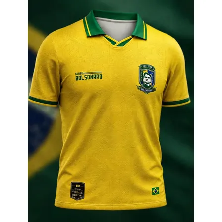 Camisa Polo Masculina Amarela Brasil Patriota Bolsonaro 2026 Amarelo Clube Bolsonaro Brasil Patriota M