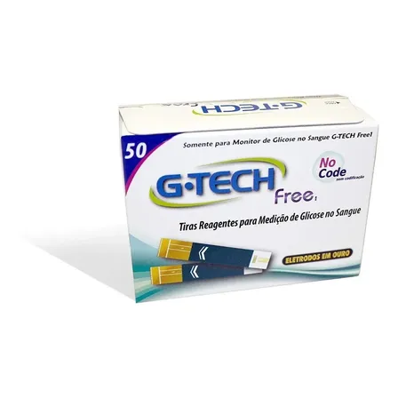 50 Tiras Reagentes de Glicemia G TECH FREE Para Medir Glicose