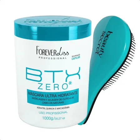 Kit Forever Liss Btx Zero 1kg Ultra Hidratante E Escova Mágica Beauty Secret