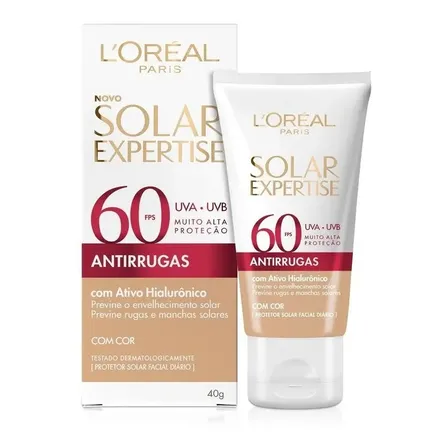 Protetor Solar Facial L'Oréal Paris Solar Expertise Antirrugas Fps 60 Com Cor Tom Claro 40g