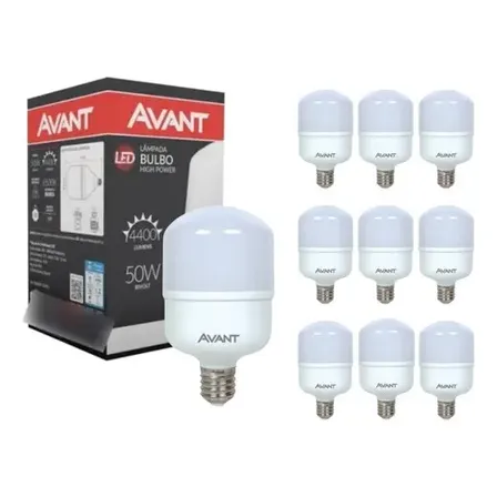 KIT 10 LÂMPADAS BULBO LED 50W BRANCO FRIO BOCAL e27