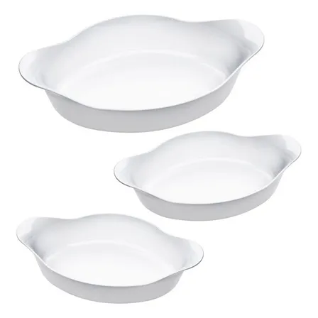 Marinex Conjunto de Assadeiras Oval Opaline 3 Peças Branco